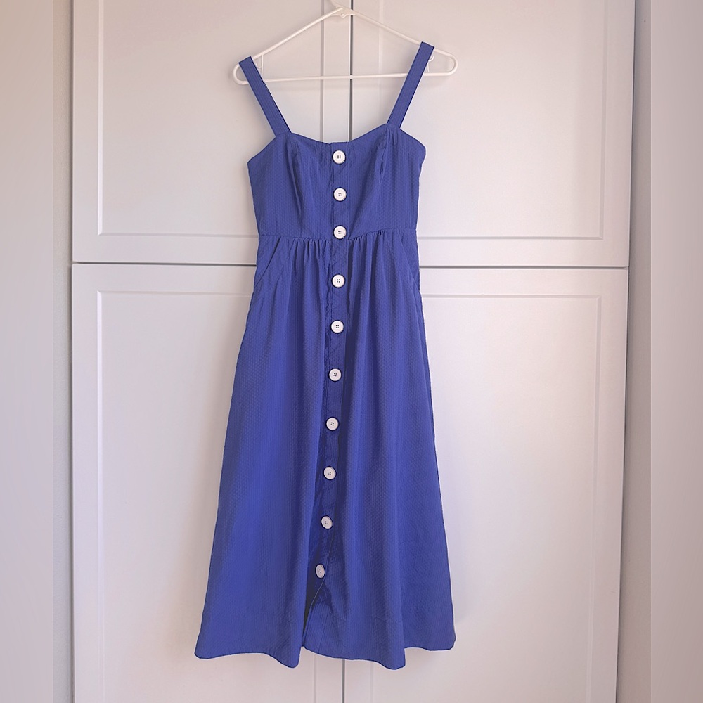 Anthology Maeve Blue Midi Sundress Size 0 Adjustable Straps Pockets - Picture 3 of 8